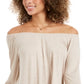 Blusa feminina estilo &amp; co com ombro de fora e manga sino, marrom, tamanho GG