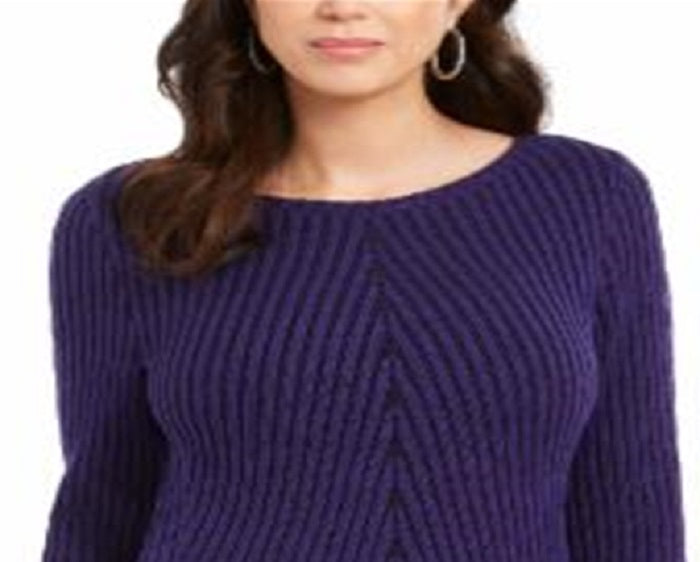 Suéter de malha canelada feminino Style &amp; Co, roxo, tamanho X-S