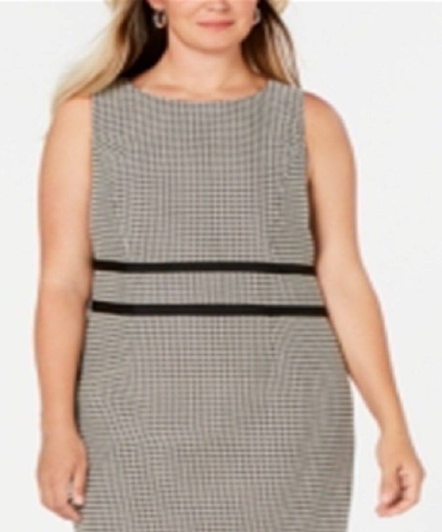 Vestido justo estampado feminino Kasper, preto, tamanho 14W