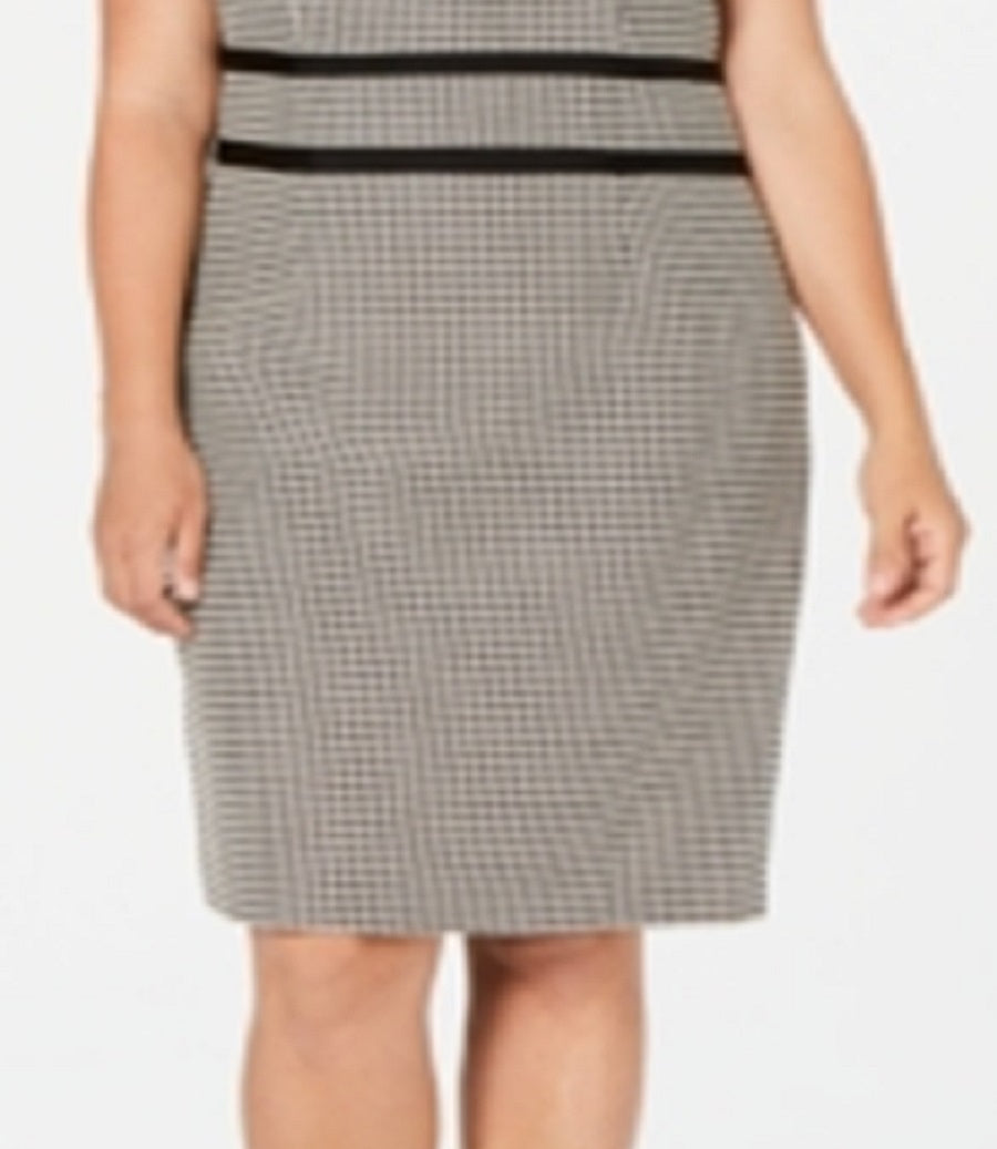 Vestido justo estampado feminino Kasper, preto, tamanho 14W