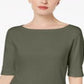 Karen Scott Top Feminino Petite Manga Cotovelo Verde Tamanho Petite M