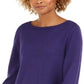 Suéter de malha com babados e bainha plissada feminino Style &amp; Co, roxo, tamanho XX-G