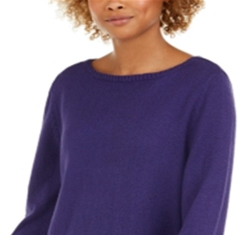 Suéter de malha com babados e bainha plissada feminino Style &amp; Co, roxo, tamanho XX-G