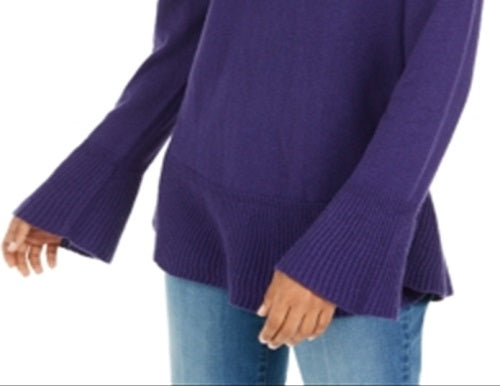 Suéter de malha com babados e bainha plissada feminino Style &amp; Co, roxo, tamanho XX-G