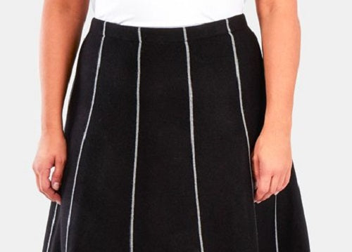 Saia midi plus size feminina NY Collection xadrez evasê cinza tamanho 1X