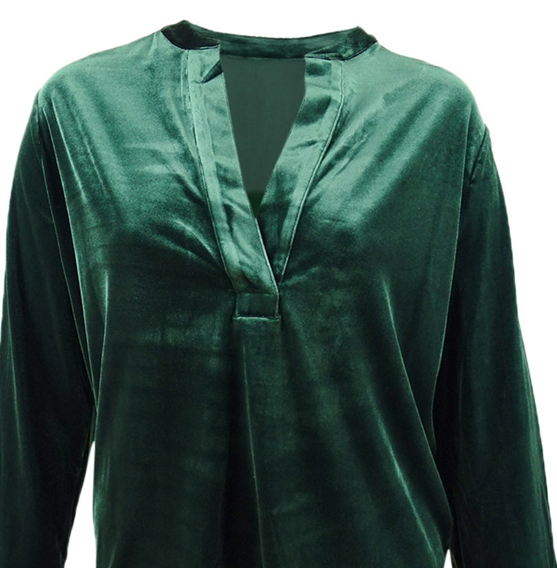 Blusa Ralph Lauren Plus Size Feminina de Veludo Elástico Verde Tamanho 1X