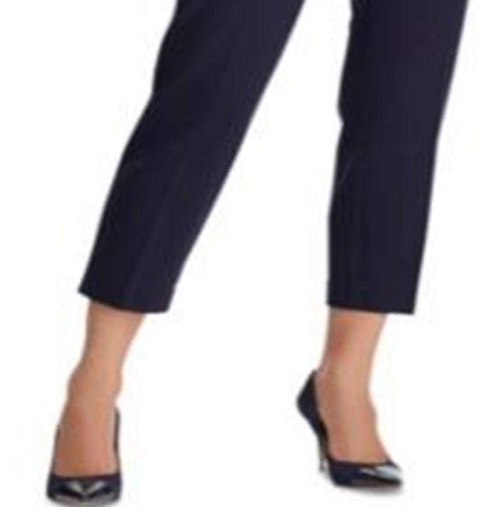 Calça reta Ralph Lauren feminina Stretch Ponte, azul, tamanho extragrande