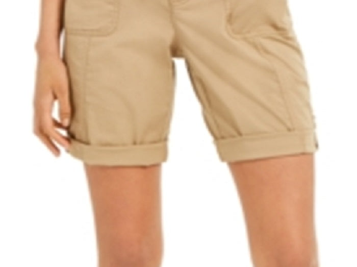 Bermuda feminina estilo &amp; co com aba enrolada, marrom, tamanho 6
