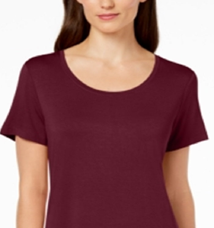 JM Collection Top feminino com decote redondo, vermelho, tamanho X-S