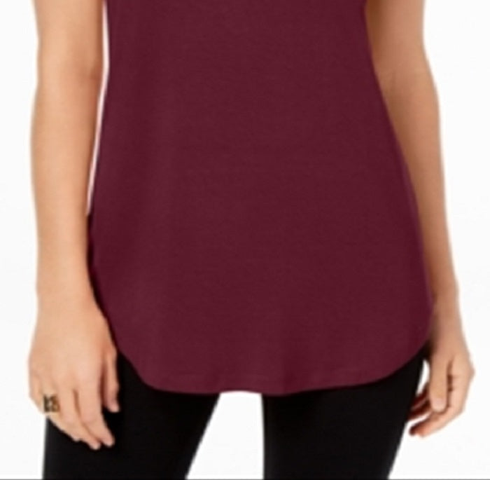 JM Collection Top feminino com decote redondo, vermelho, tamanho X-S
