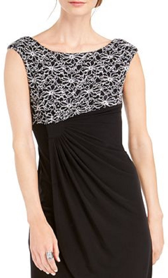 Vestido de coquetel curto com babados e decote em joia, sem mangas, preto, tamanho 14, pequeno, da Connected Women