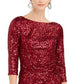 Vestido de festa feminino Jessica Howard com lantejoulas, manga comprida, decote em joia, comprimento até o joelho, vermelho, tamanho 14, pequeno