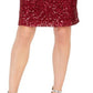 Vestido de festa feminino Jessica Howard com lantejoulas, manga comprida, decote em joia, comprimento até o joelho, vermelho, tamanho 14, pequeno