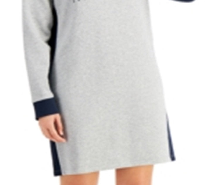 Vestido com capuz e logotipo Tommy Hilfiger feminino cinza tamanho extragrande