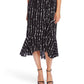Vestido feminino Vince Camuto de chiffon com babados, preto, tamanho 12