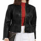 Jaqueta peplum feminina de couro sintético da INC International Concepts, preta, tamanho médio