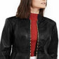 Jaqueta peplum feminina de couro sintético da INC International Concepts, preta, tamanho médio