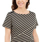 Blusa listrada assimétrica feminina Karen Scott, marrom, tamanho P