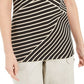 Blusa listrada assimétrica feminina Karen Scott, marrom, tamanho P