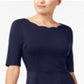 Vestido Monteau Feminino com Decote Recortado e Ajuste Flare Azul Tamanho Pequeno Grande