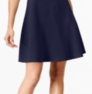 Vestido Monteau Feminino com Decote Recortado e Ajuste Flare Azul Tamanho Pequeno Grande