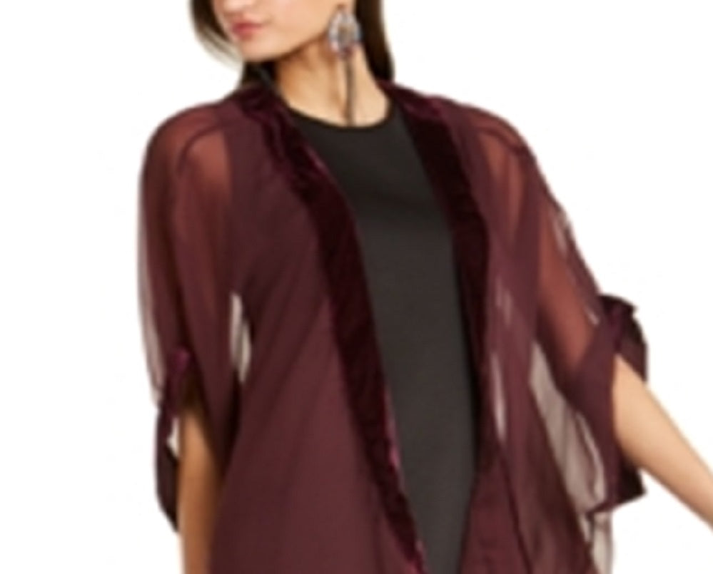 Kimono Wrap Feminino de Veludo com Borda da INC International Concepts Roxo Tamanho Regular
