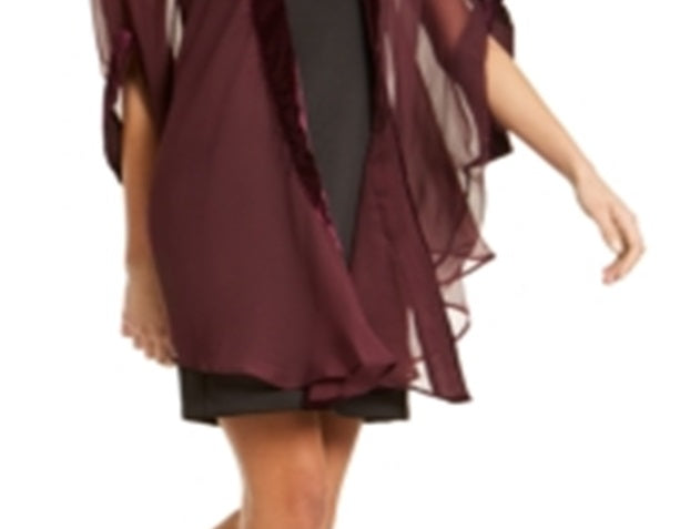 Kimono Wrap Feminino de Veludo com Borda da INC International Concepts Roxo Tamanho Regular
