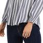 Blusa listrada franzida feminina Style &amp; Co, azul, tamanho médio