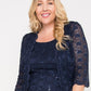 Vestido feminino R&amp;M Richards com saia transparente e jaqueta de renda, azul, tamanho 10