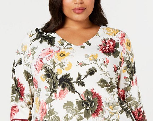 Charter Club Feminino Plus Size V Neck Garden Top Branco Tamanho 0X