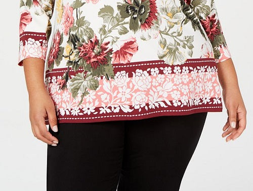 Charter Club Feminino Plus Size V Neck Garden Top Branco Tamanho 0X
