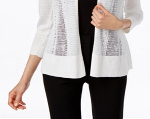 Cardigan Alfani Feminino Novelty Stitch Branco Tamanho Grande