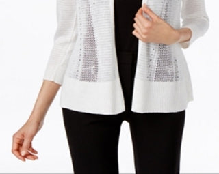 Cardigan Alfani Feminino Novelty Stitch Branco Tamanho Grande