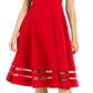Vestido Calvin Klein Feminino Illusion Trim Fit Flare Vermelho Tamanho 14