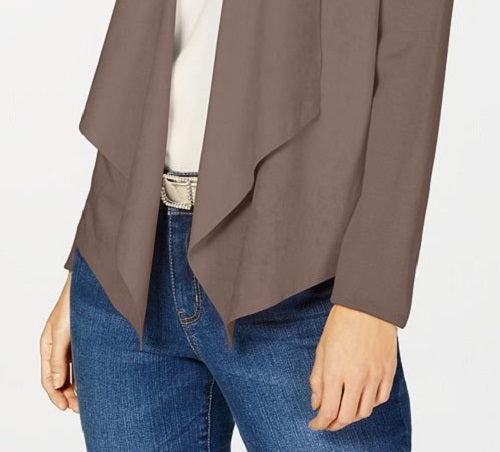 Cardigan feminino de malha com frente aberta INC, marrom, tamanho GG