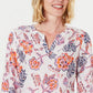 Túnica feminina Charter Club Petite com estampa floral dupla, branca, tamanho Petite M