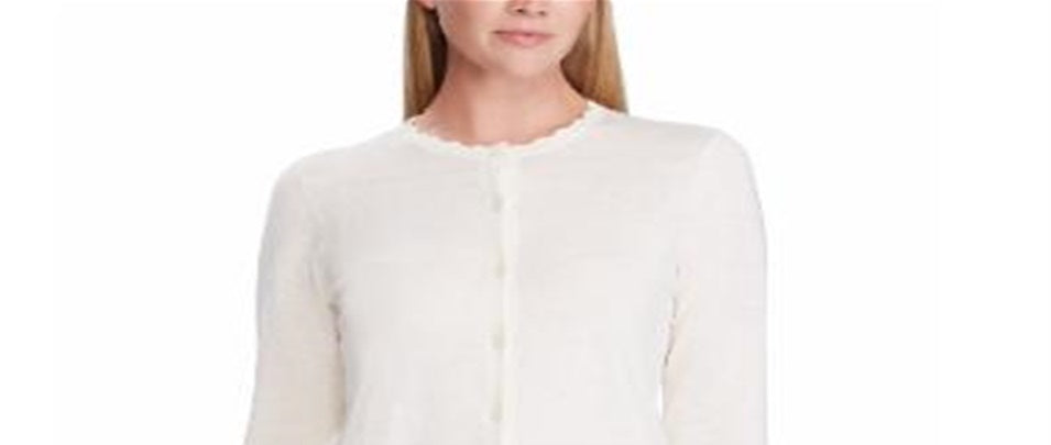 Cardigan Ralph Lauren Feminino de Algodão Recortado Branco Tamanho Pequeno M