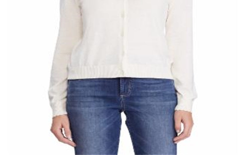 Cardigan Ralph Lauren Feminino de Algodão Recortado Branco Tamanho Pequeno M
