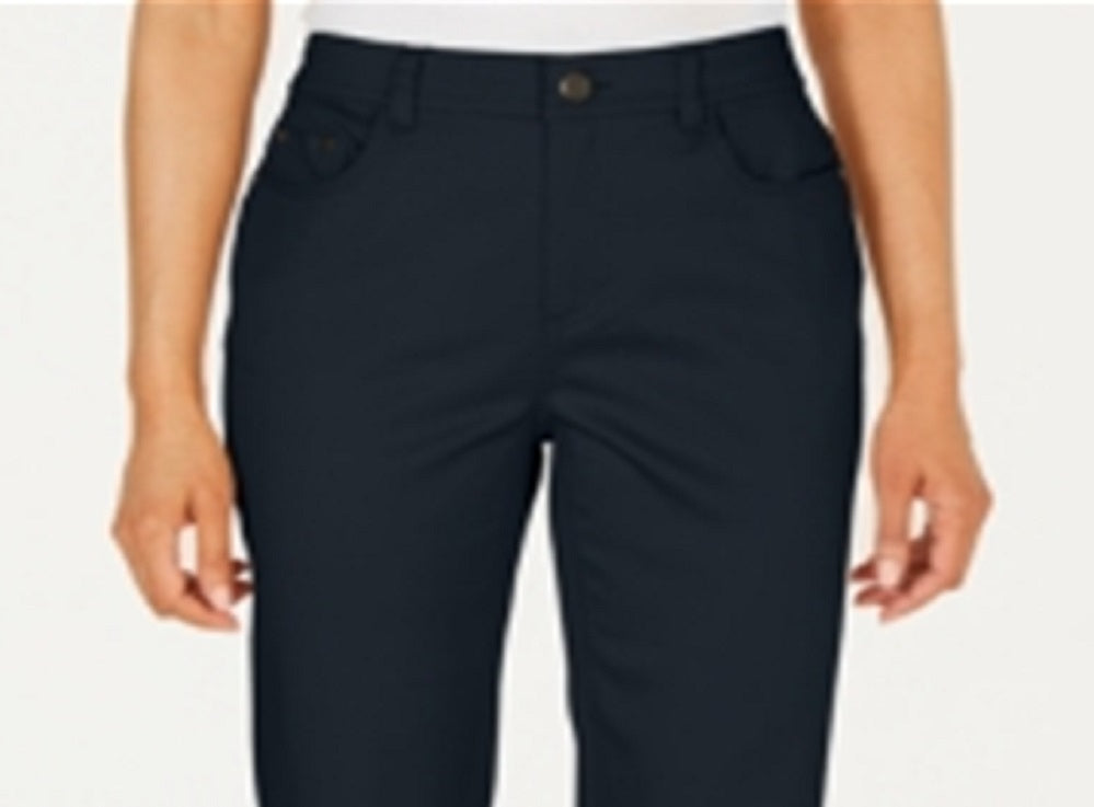Calça skinny feminina Charter Club, cintura média, comprimento até o joelho, azul, tamanho 14