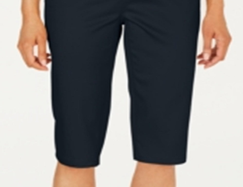 Calça skinny feminina Charter Club, cintura média, comprimento até o joelho, azul, tamanho 14