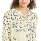 Blusa Maria com estampa floral feminina Charter Club, amarela, tamanho X-S
