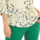 Blusa Maria com estampa floral feminina Charter Club, amarela, tamanho X-S