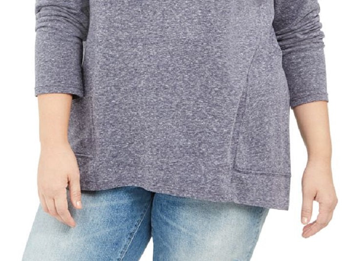 Moletom feminino estilo &amp; co plus size com detalhes metálicos, roxo, tamanho 3X