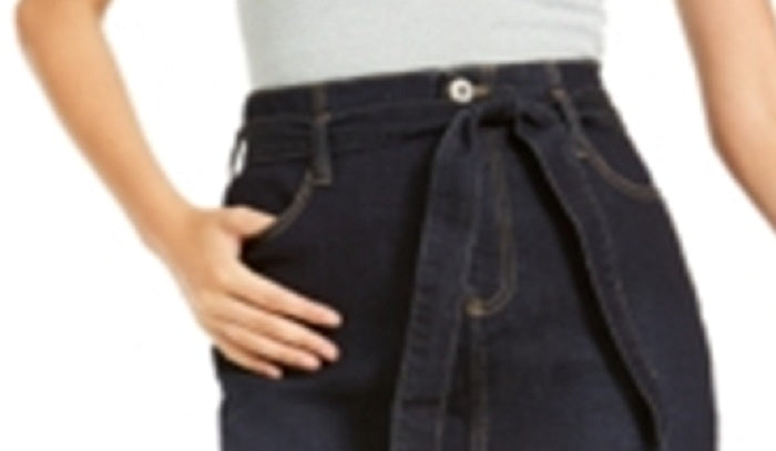 INC International Concepts Saia Jeans Curvy Paperbag Feminina Azul Tamanho 2