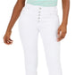 Calça jeans feminina Greene St. Denim com botões e perna reta, branca, tamanho 31