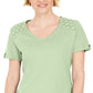 Karen Scott Blusa Feminina com Ombros Abertos e Decote em V Verde Tamanho GG