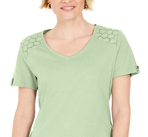 Karen Scott Blusa Feminina com Ombros Abertos e Decote em V Verde Tamanho GG