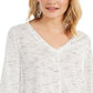 Top feminino com decote em V, estilo &amp; co, branco, tamanho extragrande