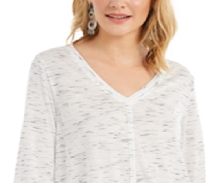 Top feminino com decote em V, estilo &amp; co, branco, tamanho extragrande