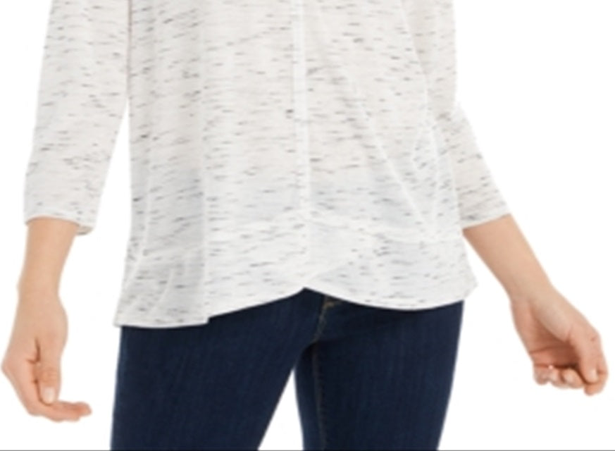 Top feminino com decote em V, estilo &amp; co, branco, tamanho extragrande